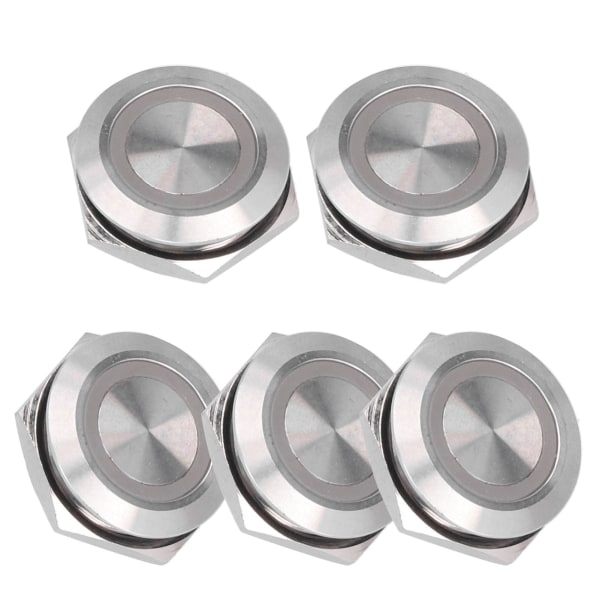 5 kpl Momentary Push Button Switch Metal Auto Reset Ultra Thin Vedenpitävä LED 19mmDC3~6V Vihreä