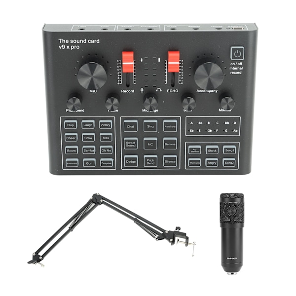 Podcast-utrustningspaket Brusreducering Stabil inspelningsstudiopaket Ljudkort Mixer för Livestreaming
