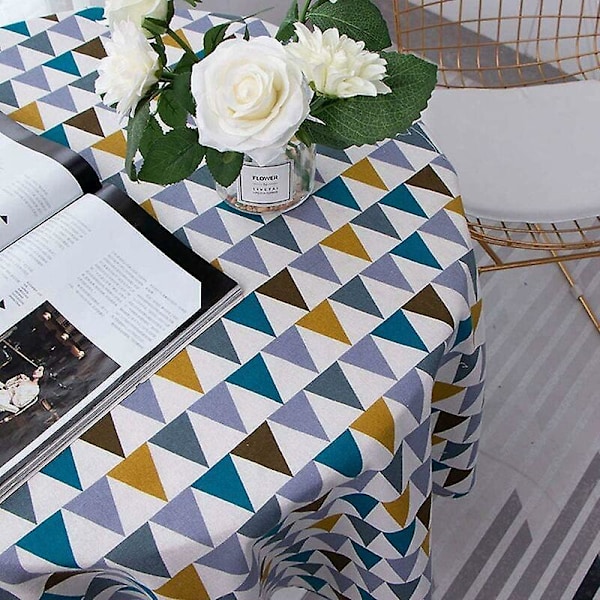 Rund dug 150 cm bomuld og linned stof enkel twill dug nordisk stil pletafvisende rynkebestandig dekoration til køkken spisebord