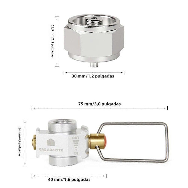 Gas Saver Plus Gasbrænder Adapter, Flad Tank Konverter til Camping, Aluminium Legering Adaptabel, Intet Tændings inkluderet Sæt3