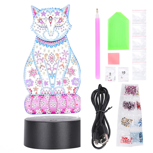 LED Diamantmaleri Nattlys Akryl Fargeendring Berøring USB 3D Gaver DIY Hjemmedekorasjon