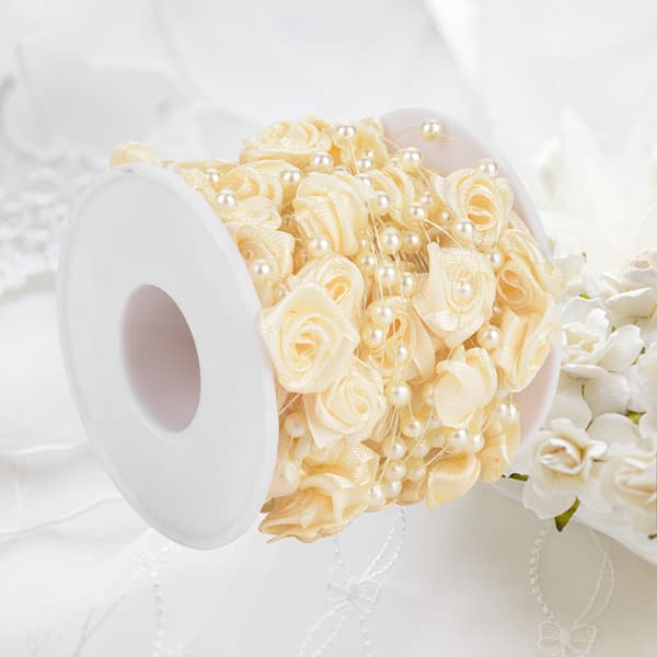10 m/rull Rose Kunstig Perletråd Perler Garland String DIY Bryllupsdekorasjon (beige)