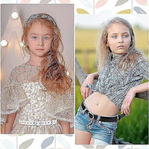 Dame PU-skinnbelte 2 stk. Barnejeansbelte med justerbar hjerteformet spenne, vintage, pyntet for bukser, jeans, skjørt, jakker, skoleuniform