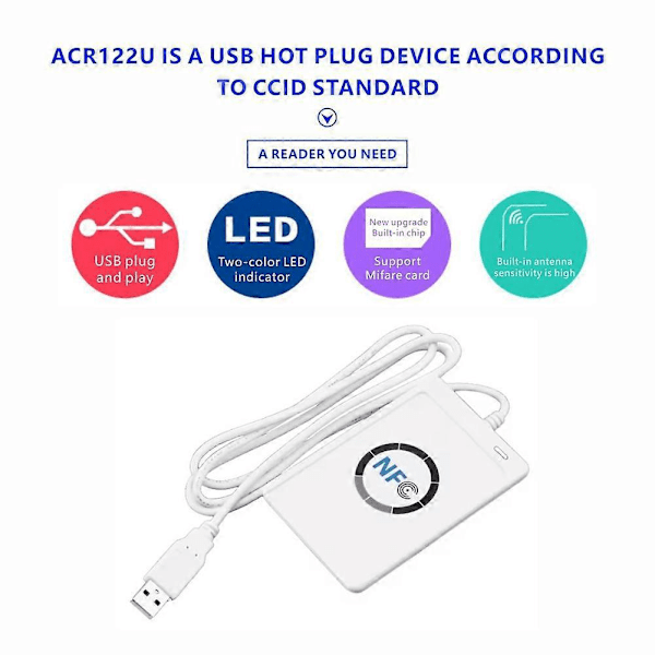 ACR122U RFID IC Smart Card Reader Duplikator+5XUID Kort Kopimaskine