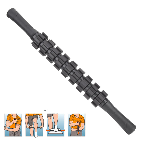 9 Gear Sportsmassage Roller Stick Yoga Fitness Muscle Relax Workout Træningsudstyr Sort