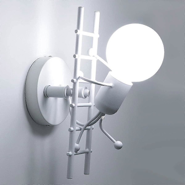 Humanoid Vägglampa Inomhus E27 Modern Industriell Vägglampa Enkel Stil Vägglampa för Vardagsrum Hall Sovrum 220V Glödlampa Ingår Ej (Vit)