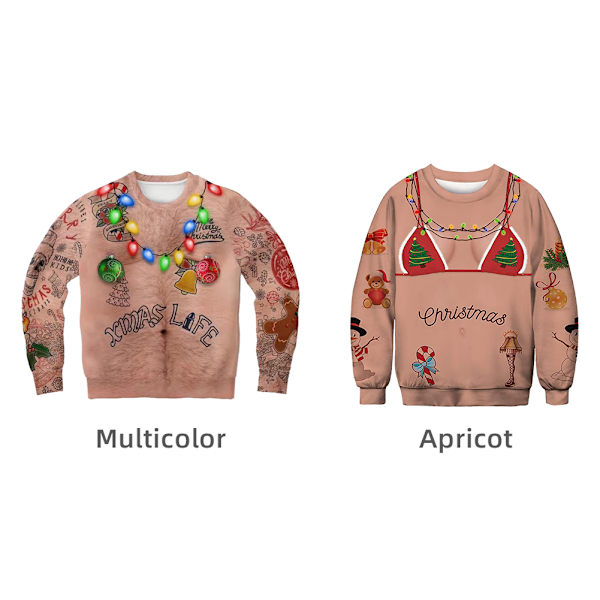 Digitaalinen print unisex pyöreäkauluksinen collegepaita - 3D- printed pitkähihainen (1 kpl) M