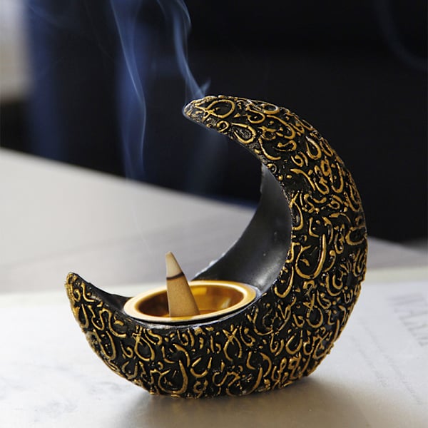 Røgelseholder Måneform Aroma Ovn Holder Resin Røgelseholder Aromaterapi Ovn Desktop Ornament Hjemmekontor Dekoration