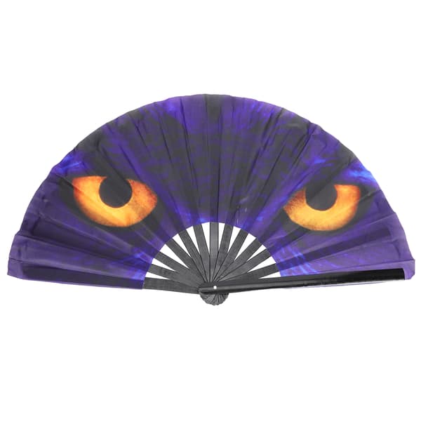 Uggla Öga Kung Fu Solfjäder Bambu Vikbar Handsolfjäder för Halloween Juldekoration Present