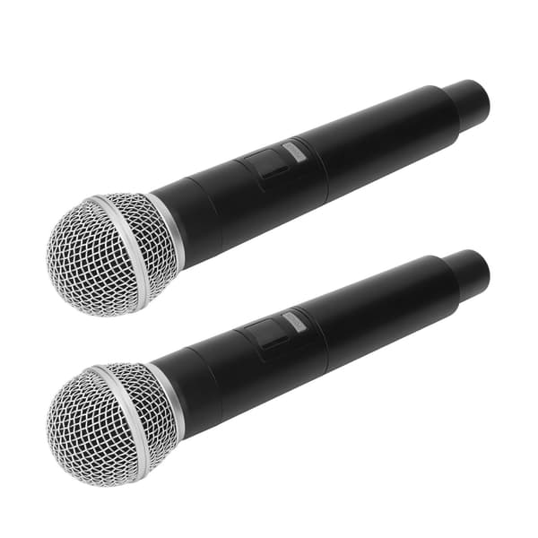 Trådlöst mikrofonsystem Professionella 1 för 2 handhållna trådlösa dynamiska mikrofoner för sång karaoke kyrka