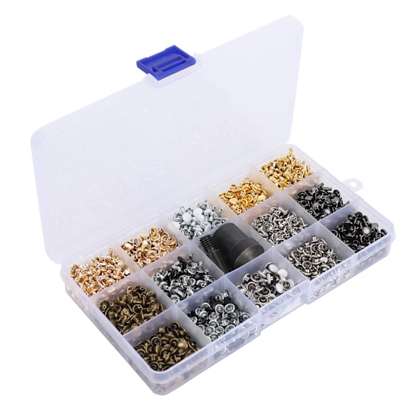Dobbeltsidede runde nitter studs hardware tilbehør med håndpresseværktøj til DIY læderhåndværk taske tegnebøger