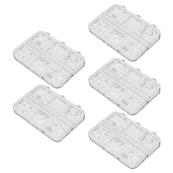 5 lådor nageldekorationer söta pärlor falska strass nagelkonst dekoration manikyr dekorationer vita A01