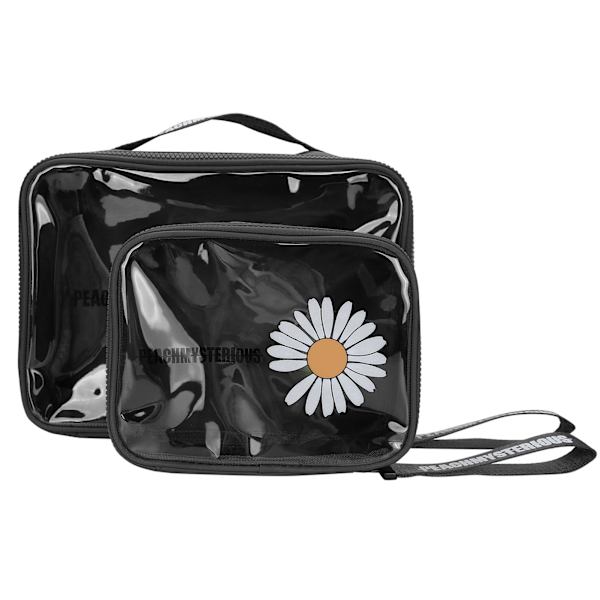 2stk Makeup Opbevaringstaske PVC Transparent Toiletartikler Rejse Kosmetiktaske Bærbar Makeup Taske Sort