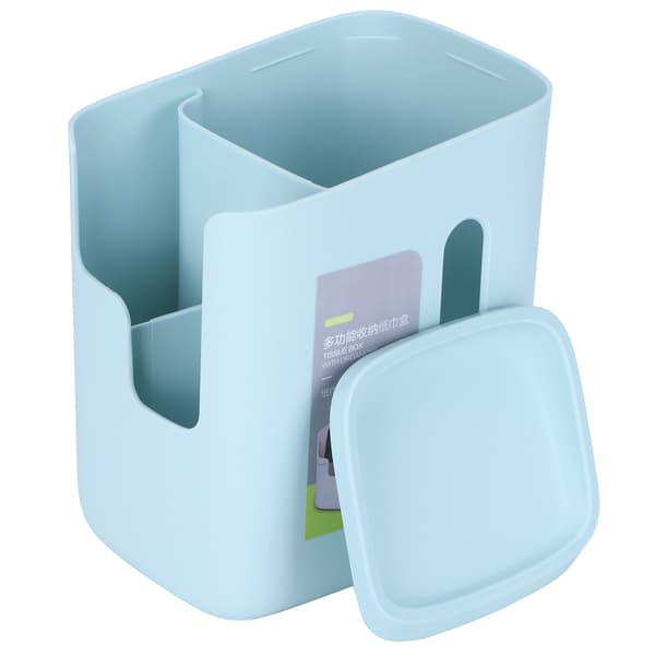 Multifunktionel Tissue Box Holder Desktop Opbevaringsboks Organizer til Hjemmekontor Blå