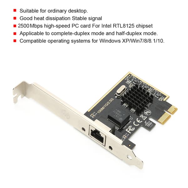 Netværkskort Stationær Computer Tilbehør Kablet Port PCIE til Gigabit 2.5G 2500M til Halv-Duplex