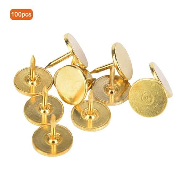 100 stk flathodet polstring spiker rund antikke møbler Dekorativ tegning nål Gul 9 x 8 mm