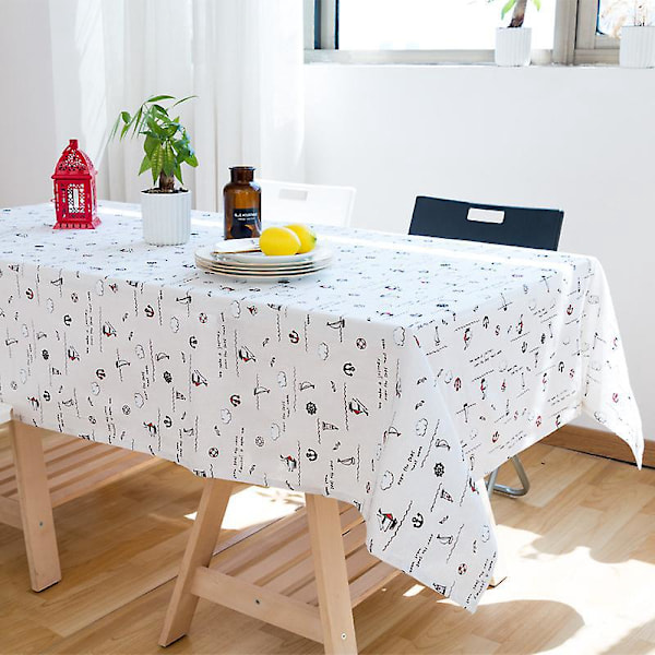 1 st. Rektangulär Duk Söt Havsstil Bomulls-Linne Dammskyddande Duk för Kök Matrum Buffé Dekoration (135x180cm)