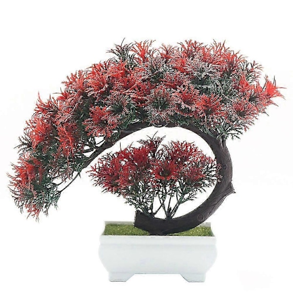 Kunstig potteblomst simulering potteplante hjemmekontor dekor (Rød)