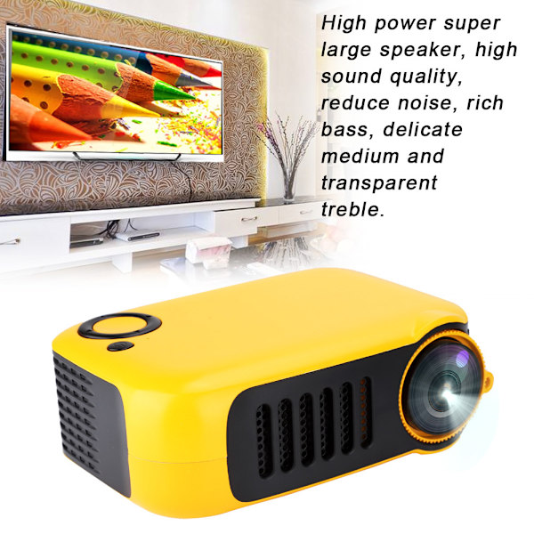 Mini kannettava koti 480*320 HD-resoluution videoprojektori keltainen lapsille 100-240V EU