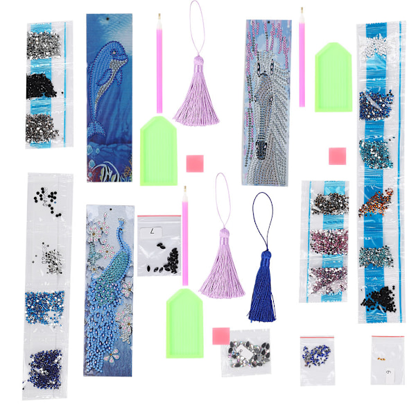 3 st DIY Diamantmålning Bokmärken med Tassel för Vuxna Blanka Diamanter Konstset