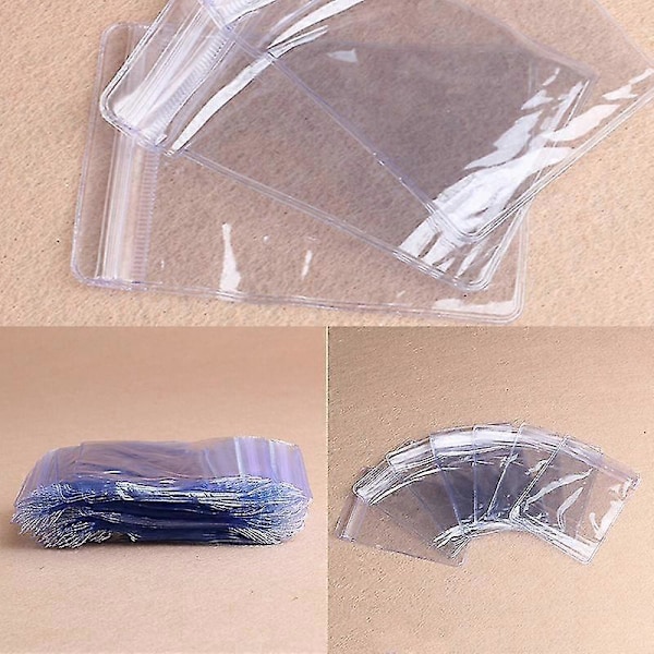 100 stk. Klar PVC Plastik Møntpose Etui Tegnebøger Opbevaringskuverter Zekai 6x8cm