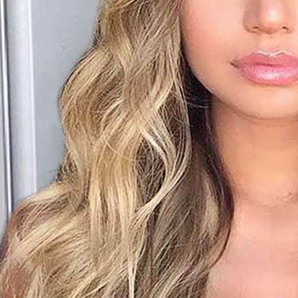 Kvinner Bølget krøllete hårforlengelse Langt syntetisk parykkhår med nettingdeksel Gyldenbrun farge