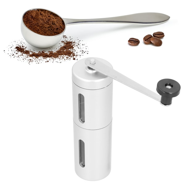 Bærbar håndsveiv kaffekvern - sølv, mini manuell bønnepepperkvern (1 stk)