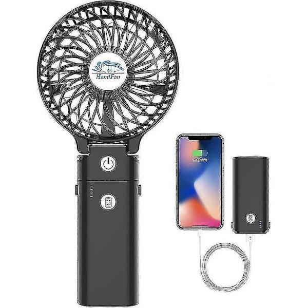 Bärbar Mini Fläkt Handfläkt USB Uppladdningsbart Batteri 3 Hastigheter 180 Graders Vikbar