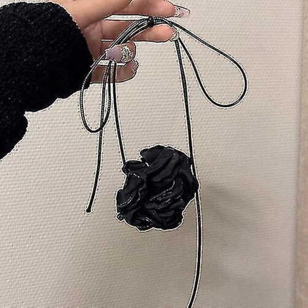 Stor Vintage Rose Blomster Choker Halskæde til Kvinder - Gotisk Kjole Smykker Sort
