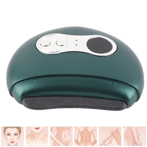 Elektrisk Gua Sha-plade Ansigtsløftning Hot Compress 9 Gear Vibration Ansigtsskulpturmaskine Grøn stennål Genopladelig