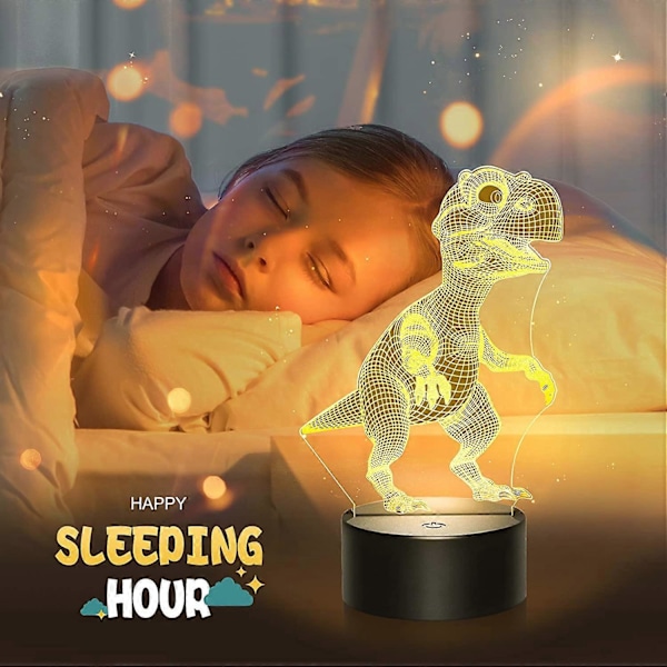Natlampe til børn, Tyrannosaurus 3D natlampe 16 farver