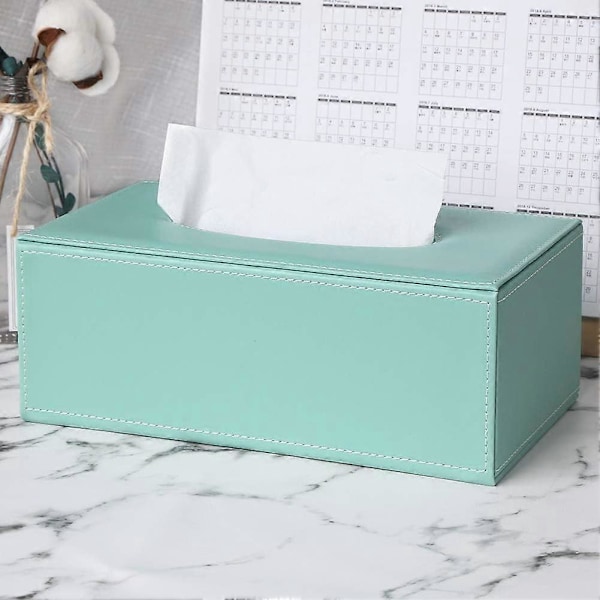 Rektangulär Tissue Box i Läder (Mintgrön)