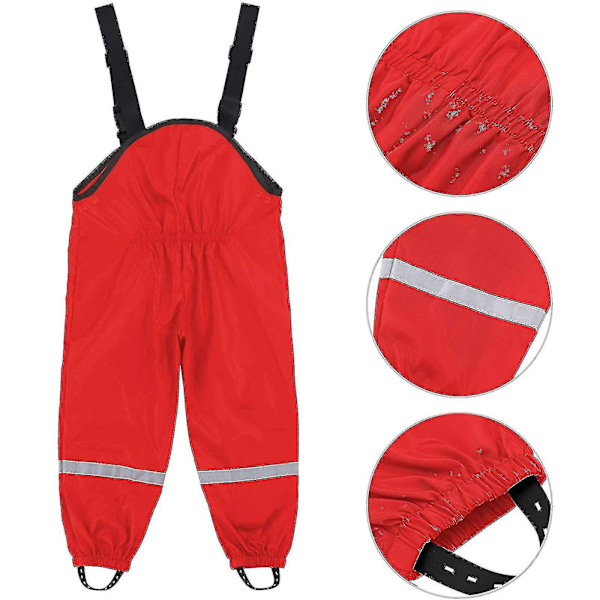 Children's Red Windproof Waterproof Rain Dungarees