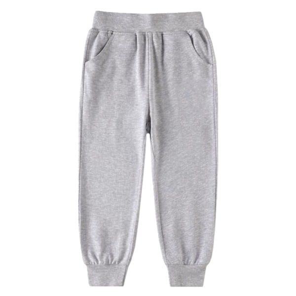 Pojkar Manschetterade Joggingbyxor Dinosaurie Tryck Ankelbandade Sportlånga Byxor Bomull Varma Casual Sweatpants för Vår Höst Grå M för 110cm Kroppshöjd
