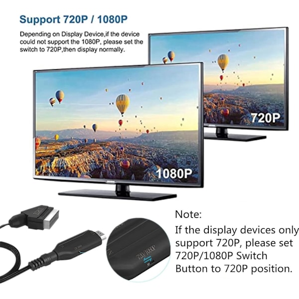 HDMI-video-ääni-muunnin - Tukee 720/1080p HD-TV-näyttöä, STB-projektoria, VHS:ää, Xboxia, PS3:a, Sky Boxia - Mukana USB-kaapeli