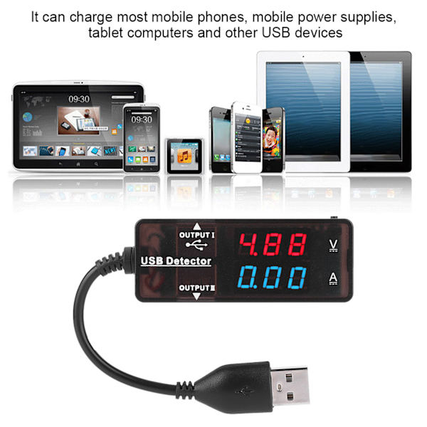 YB26VA Dual Display USB-detektor Voltmeter Amperemeter Spænding Strømmåler Batterikapacitet TesterBicolor