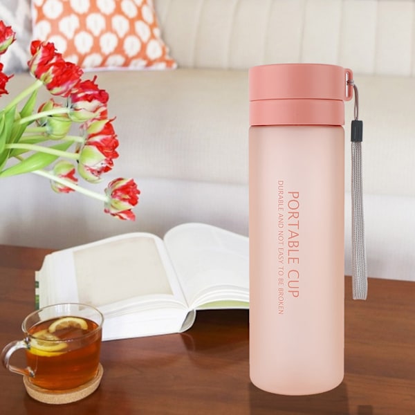 800 ml trendig bärbar vattenflaska med stor kapacitet, läcksäker (rosa)