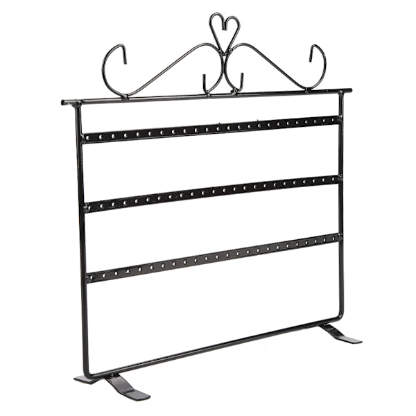 72 Huller Øreringe Halskæde Armbånd Ringe Smykker Display Stande Bøjle Holder Rack Sort