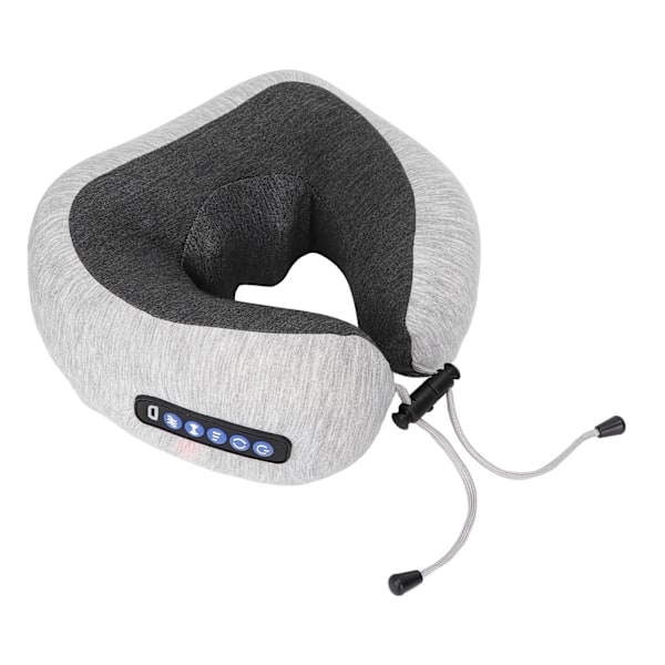 Elektrisk nackmassager multifunktionell uppladdningsbar U-formad minnesskum knådande vibrationskudde med värmeandningsbar svart