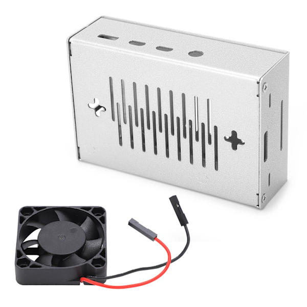 Aluminiumslegeringskabinet Køleventilator Varmeafledningsventilator til Raspberry Pi 4B Sølv