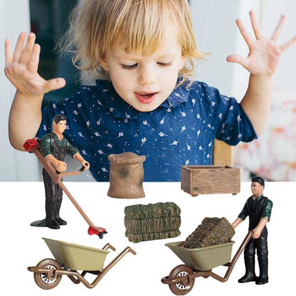 Maatilaeläinten ruokinta- ja tarvikesarja Maataloustyökalut Miniatyyrihahmot Simulaatiokohtaus Maatilamalli Mini Koulutusleikkisetti