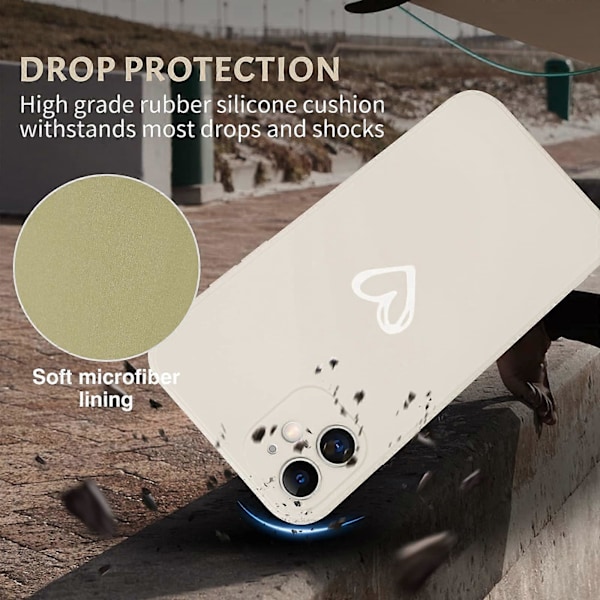 Kompatibel med iPhone 12 Cover, Simpelt Sødt Kærligheds-Hjerte-Hvidt