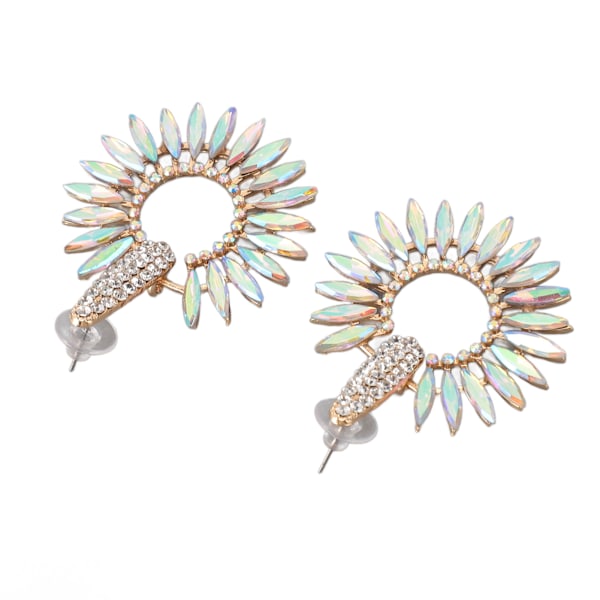 Mote Rhinestone Statement Drop Dangle Øredobber Store Lysekrone Øredobber for Kvinner Hvit AB Midten KC Gull