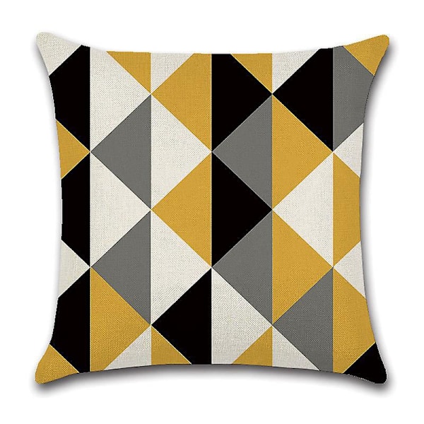 Tyynyliinasetti 4 kpl 45x45cm, Kauniit modernit koristetyynynpäälliset autoon, sohvalle, kodin sisustukseen (Keltainen&Musta)