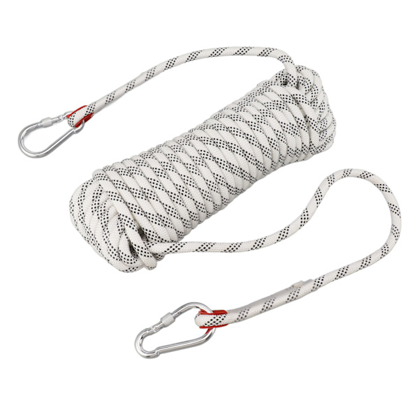 Klatretau 10mm 20m Polyester Nylon Slitestærk Statisk Klatretau med 2 Kroker