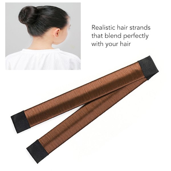 Bull Donut Hair Maker Natural Realistic Fast Fixed Donut Hair Fold Wrap Snap för fest Rödbrun