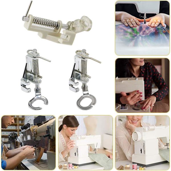 Metallisk Syfotsett for Frihåndssying/Reparering - 3 deler (Lukket tå, Åpen tå, Quilting) - Passer alle symaskiner med lav skaft