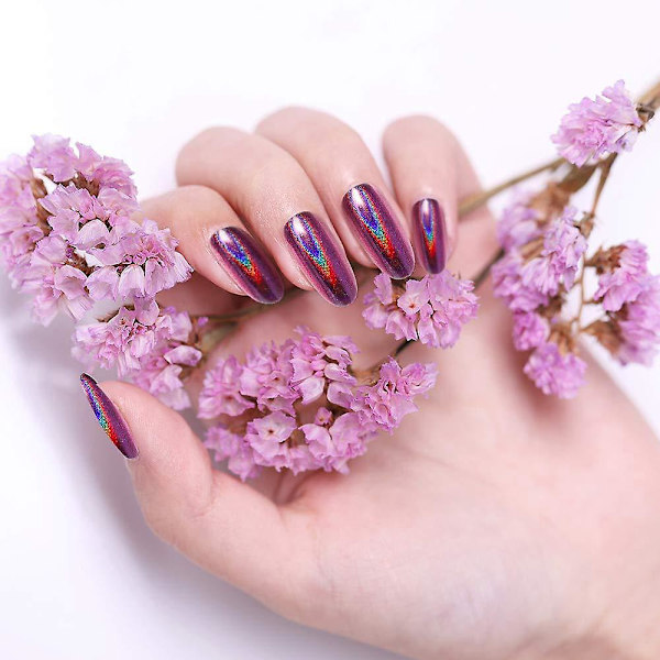 Krom Nagelpuder Metallic Holografisk Aurora Kameleont Pigment 16 Burkar 1g för Nagelkonst Gellack Sjöjungfru Enhörning Doppning