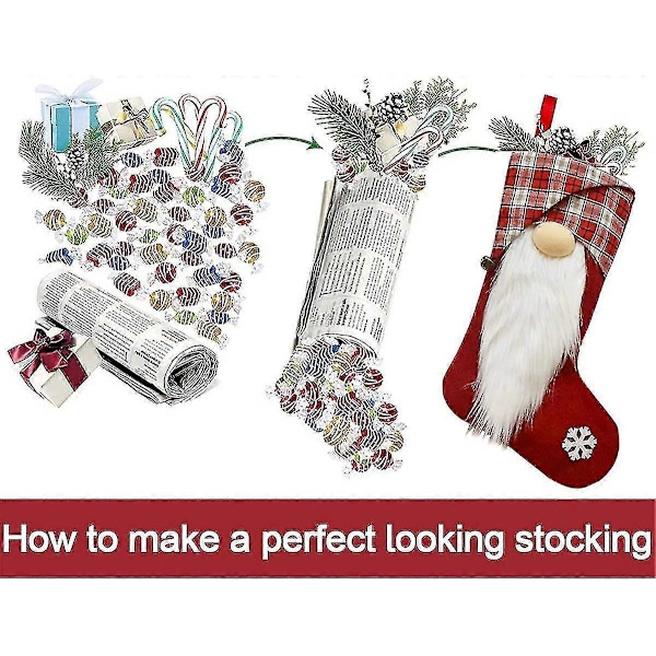 2-pack 3D Tomte Julstrumpor, 45 cm Personlig Plysch Julstrumpa