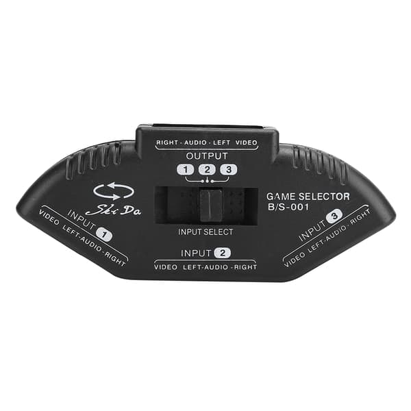 3 i 1 Ud Audio Video RCA Splitter Sort Switch Vælger med AV Kabel til DVD VCD VCR Sort